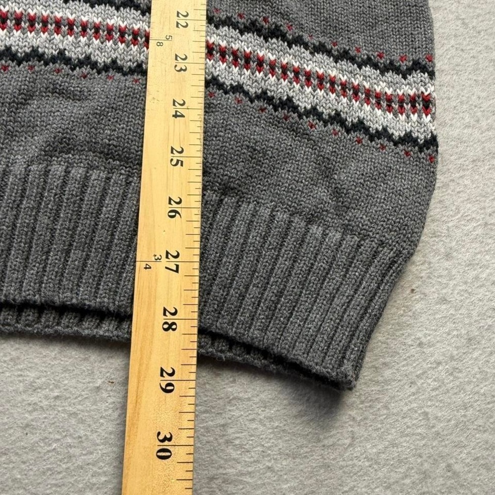 Chaps Fair Isle Knit Sweater Gray Red White Pattern Men's Large - Picture 3 of 6